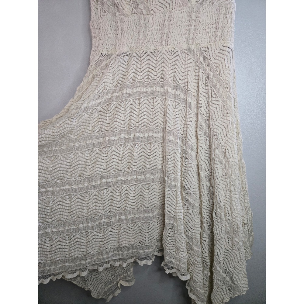 Rabbit Rabbit Rabbit Designs Lace Dress Size Large Cream Boho Handkerchief Hem - Picture 6 of 10